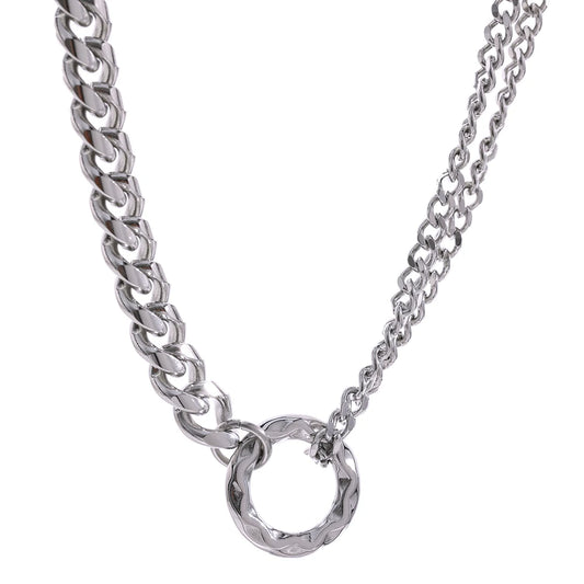 Gold color chain statement torques round necklace - product image