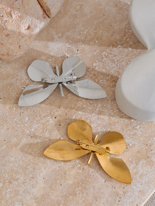 Golden butterfly brooch pin - product image