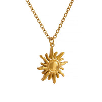 Golden Casting Sun Contemporary Pendant Necklace Women
