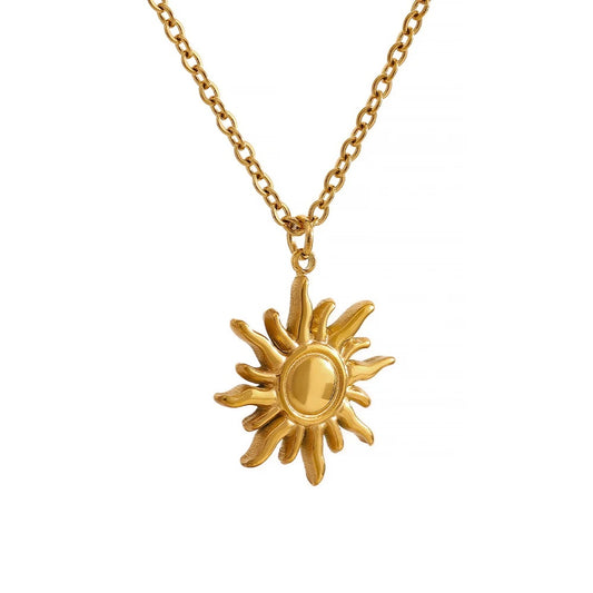 Golden casting sun contemporary pendant necklace women - product image
