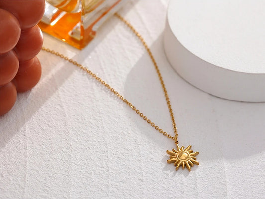 Golden casting sun contemporary pendant necklace women - product image