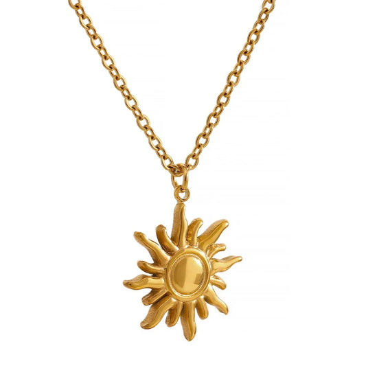 Golden casting sun contemporary pendant necklace women - product image