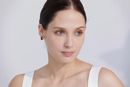 Golden enamel minimalist abstract stud earrings - product image