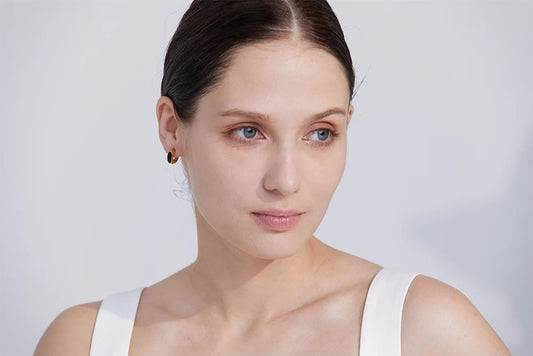 Golden enamel minimalist abstract stud earrings - product image