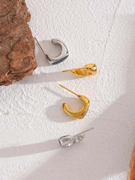 Golden enamel minimalist abstract stud earrings - product image
