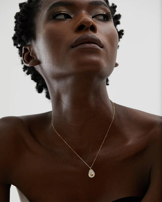 Golden fruit avocado natural shell pendant necklace - product image