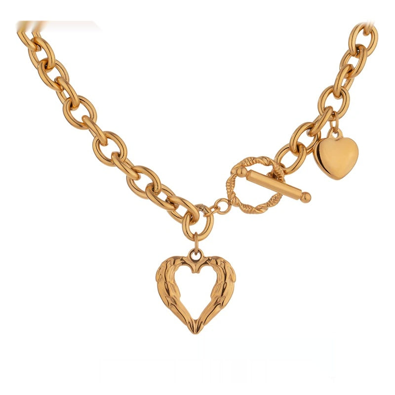 Golden heart contemporary chain necklace - product image