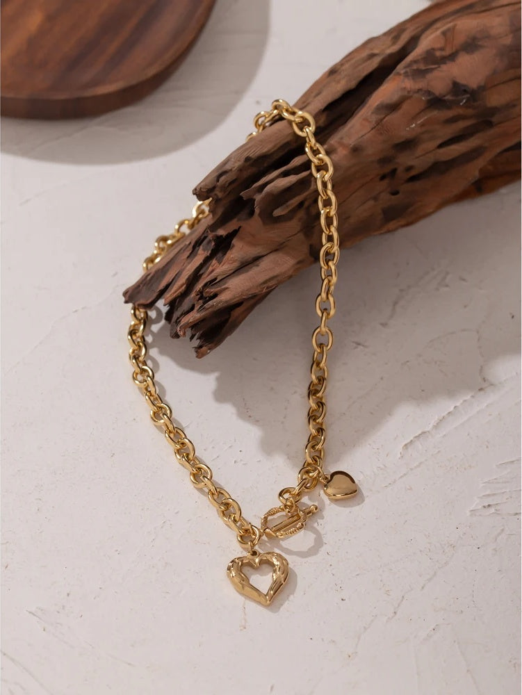 Golden heart contemporary chain necklace - product image