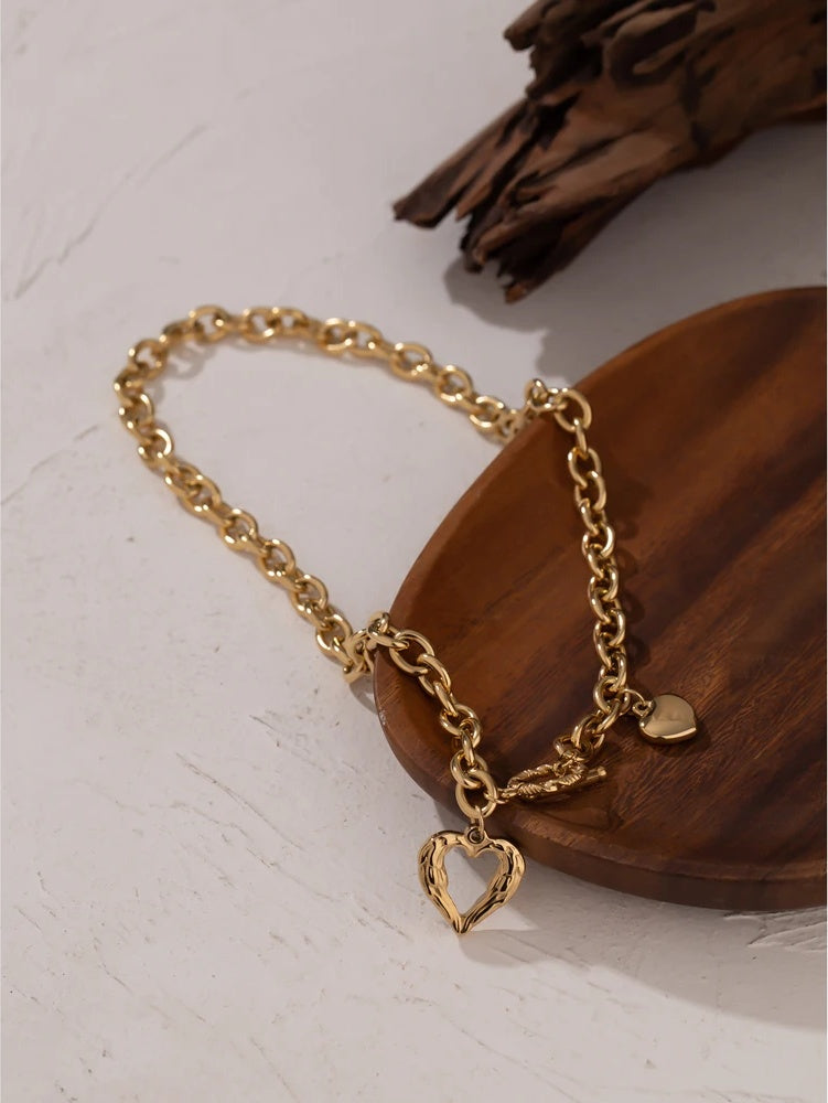 Golden heart contemporary chain necklace - product image