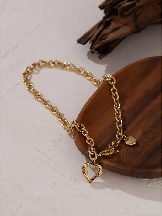 Golden heart contemporary chain necklace - product image
