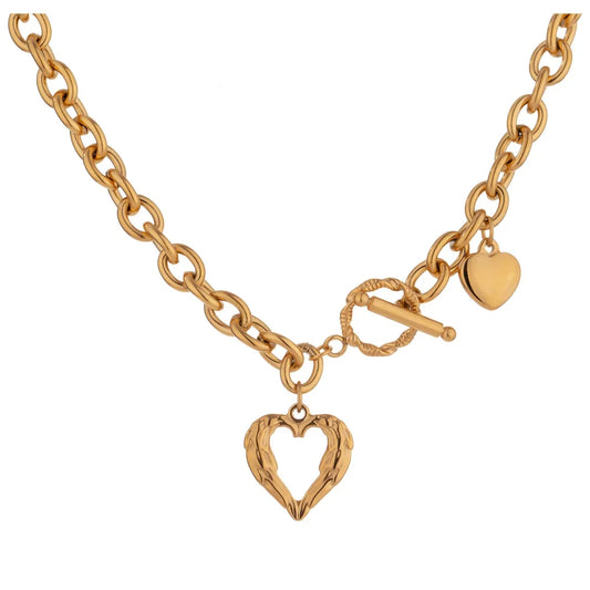 Golden heart contemporary chain necklace - product image