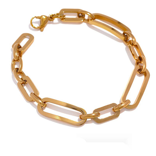 Golden link chain minimalist charm bracelet - product image