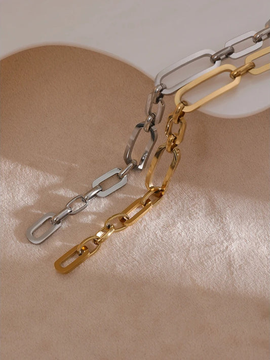 Golden link chain minimalist charm bracelet - product image