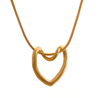 Golden Stainless Steel Heart Hollow Pendant Necklace