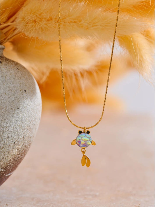 Goldfish lucky small abstract pendant necklace - product image