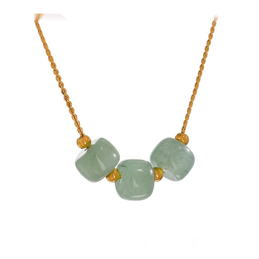 Green aventurine modern pendant collar necklace - product image