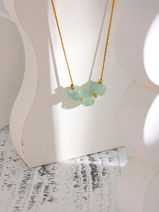 Green aventurine modern pendant collar necklace - product image