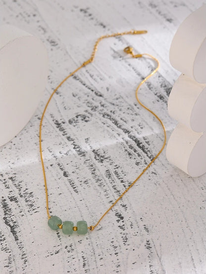 Green aventurine modern pendant collar necklace - product image