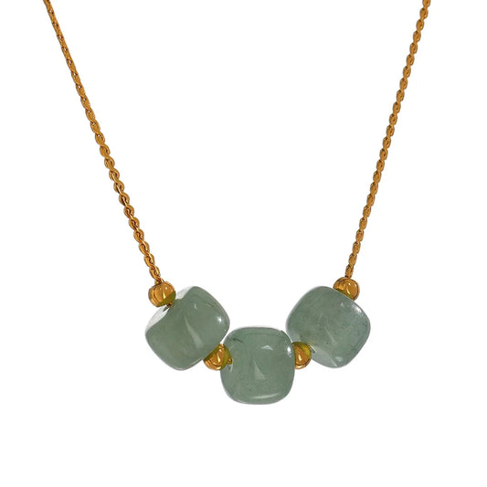 Green aventurine modern pendant collar necklace - product image
