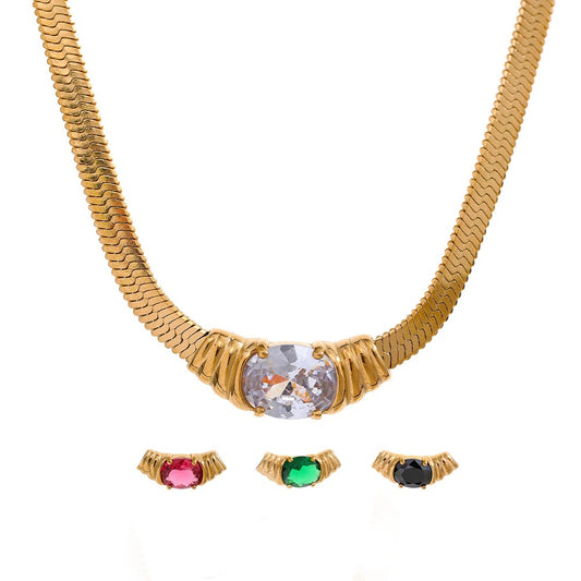Green big cz cubic zirconia snake chain pendant - product image