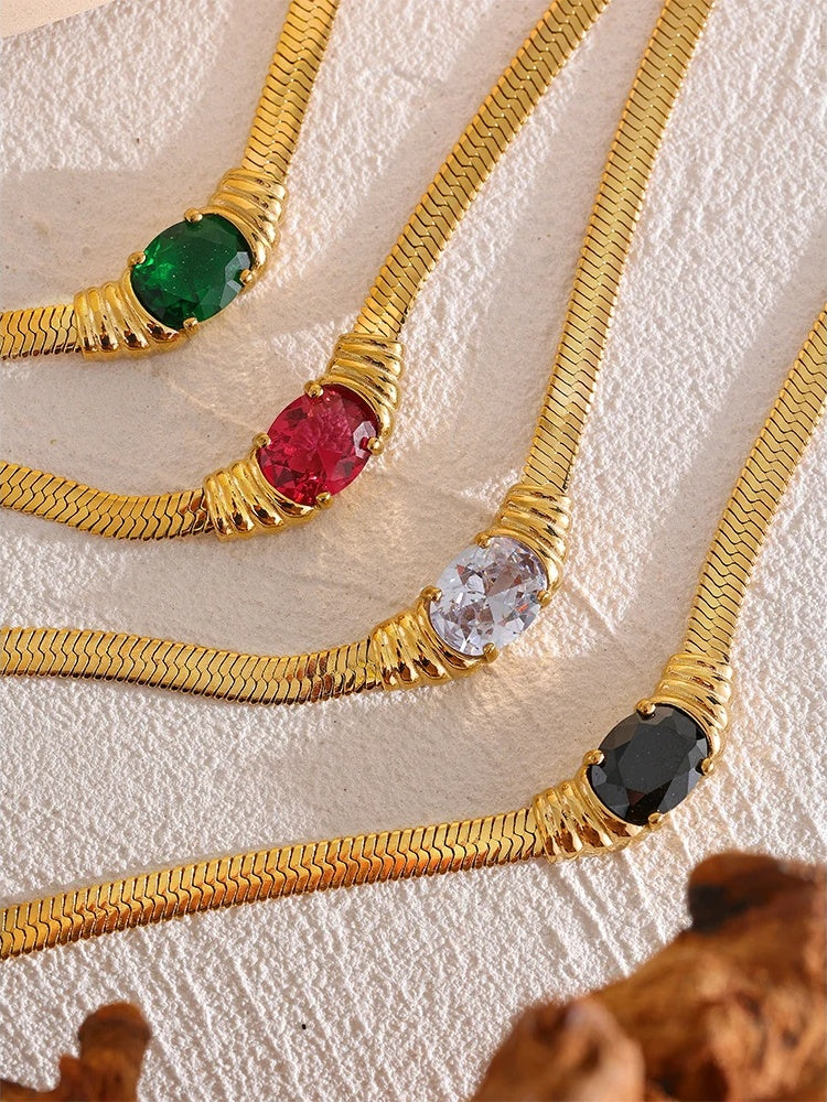 Green big cz cubic zirconia snake chain pendant - product image