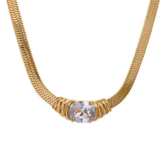 Green big cz cubic zirconia snake chain pendant - product image