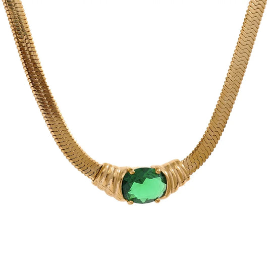 Green big cz cubic zirconia snake chain pendant - product image