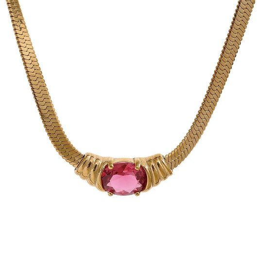 Green big cz cubic zirconia snake chain pendant - product image