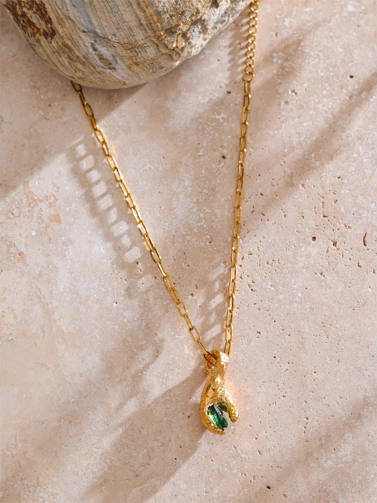 Green cubic zirconia hand palm pendant necklace - product image
