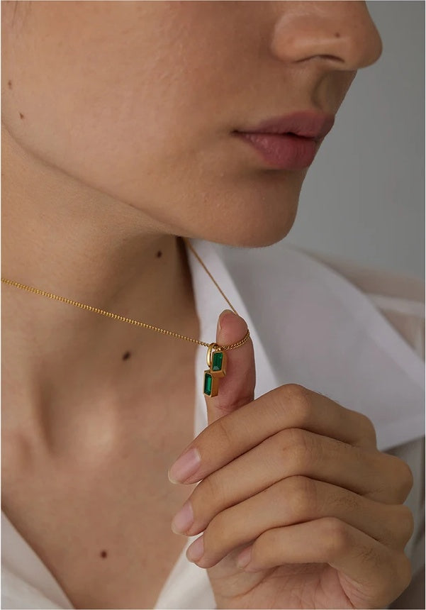 Green cubic zirconia pendant necklace - product image