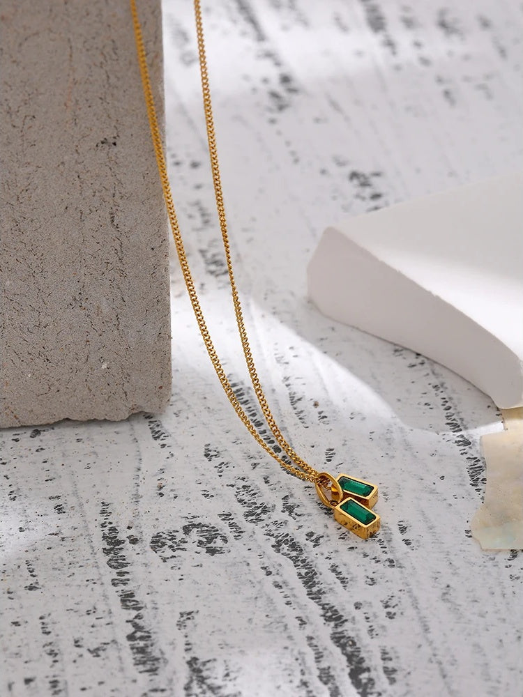 Green cubic zirconia pendant necklace - product image