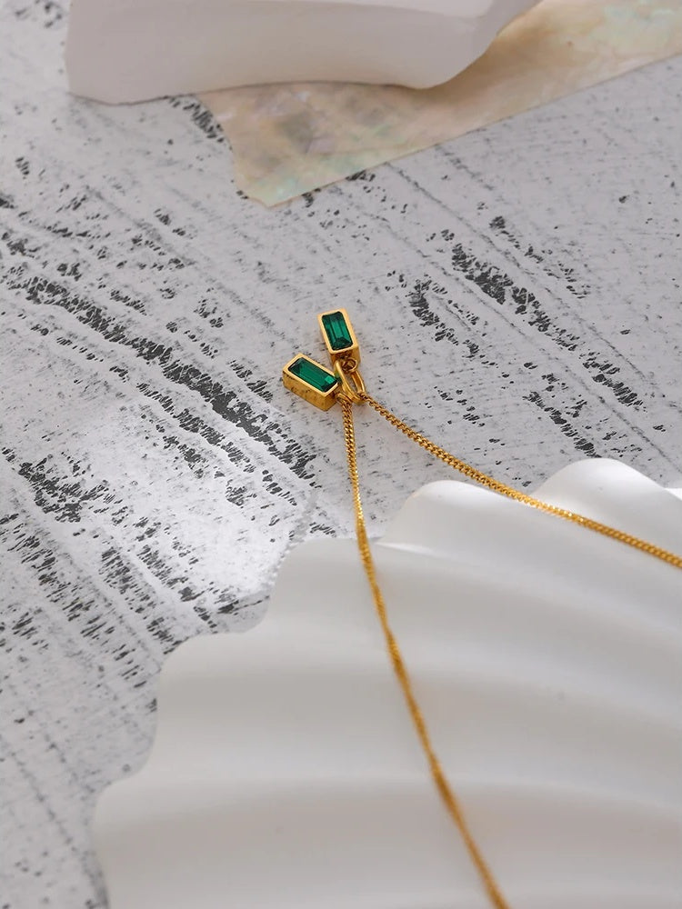 Green cubic zirconia pendant necklace - product image