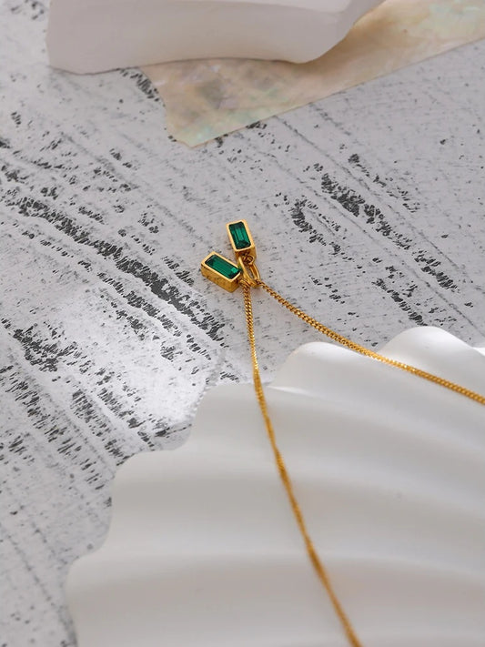 Green cubic zirconia pendant necklace - product image