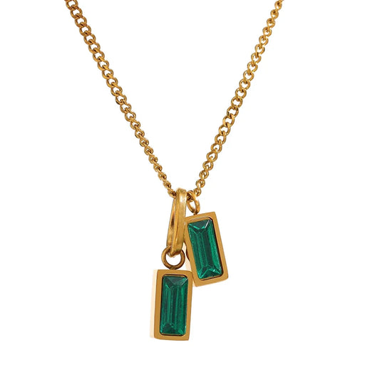 Green cubic zirconia pendant necklace - product image