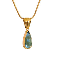 Green Glass Crystal Water Drop Pendant Necklace Women