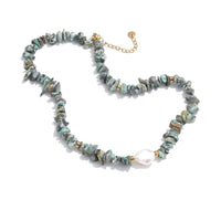 Green Natural Stone Turquoise Chain Necklace