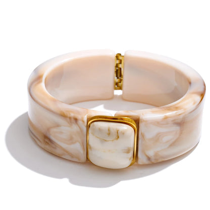 Green pink beige amber acrylic wide bracelet - product image