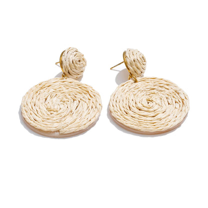 Green raffia starfish dangle earrings - product image