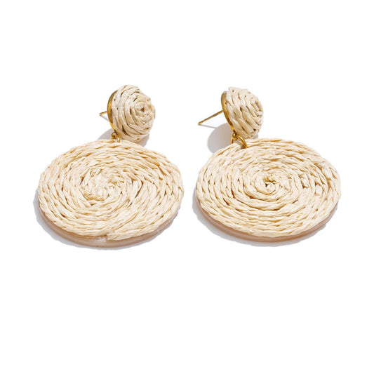 Green raffia starfish dangle earrings - product image