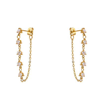 Green white cubic zirconia chain drop earrings - product image