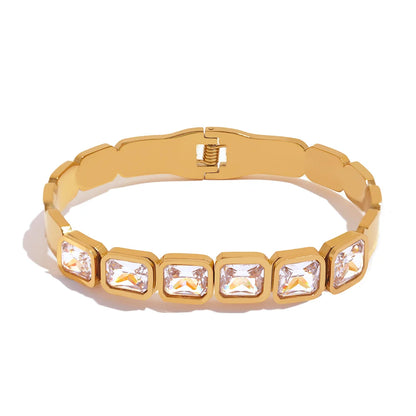 Green white cubic zirconia cuff bracelet women - product image