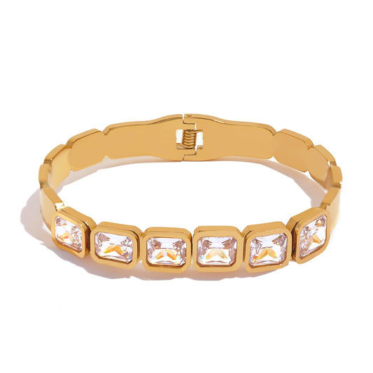Green white cubic zirconia cuff bracelet women - product image