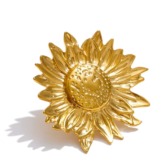 Green yellow colorful enamel flower open adjustable ring - product image