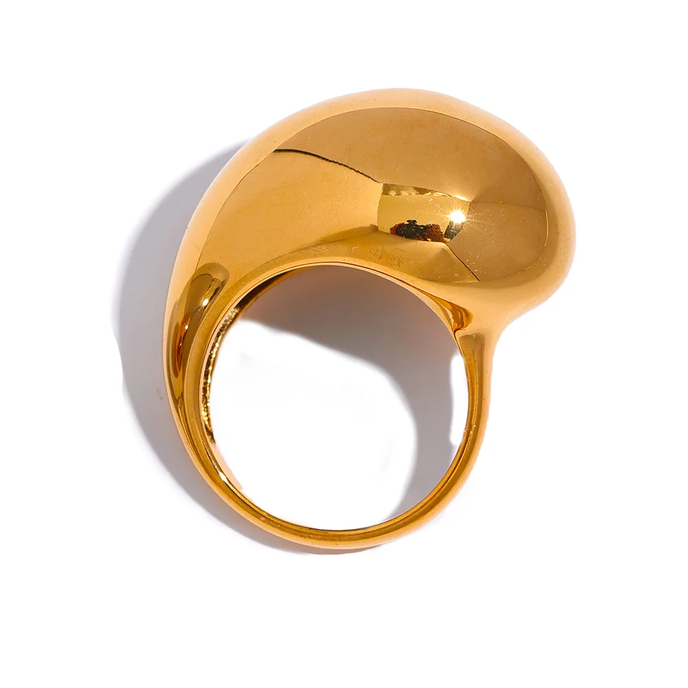 Half empty chunky minimalist gold color ring - product image