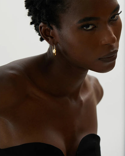 Half round glossy minimalist metal fashion earrings - product image