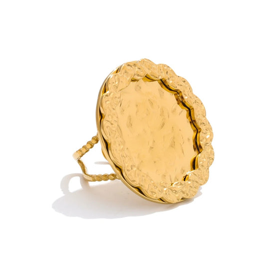 Hammer flower adjustable open fashion ring - product image