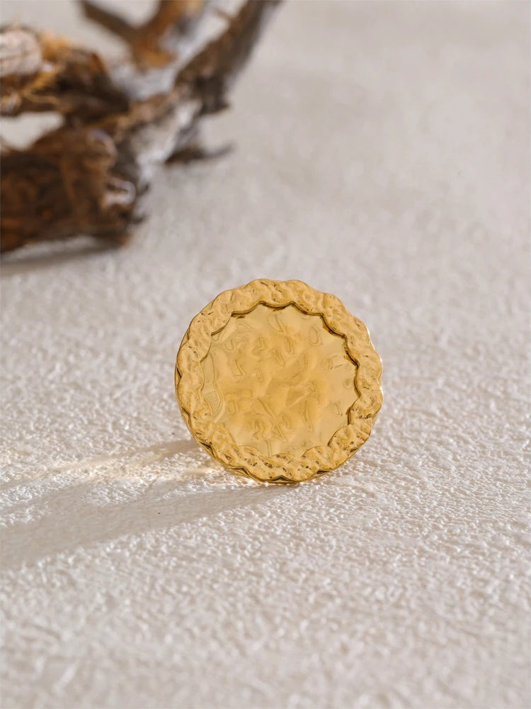 Hammer flower adjustable open fashion ring - product image
