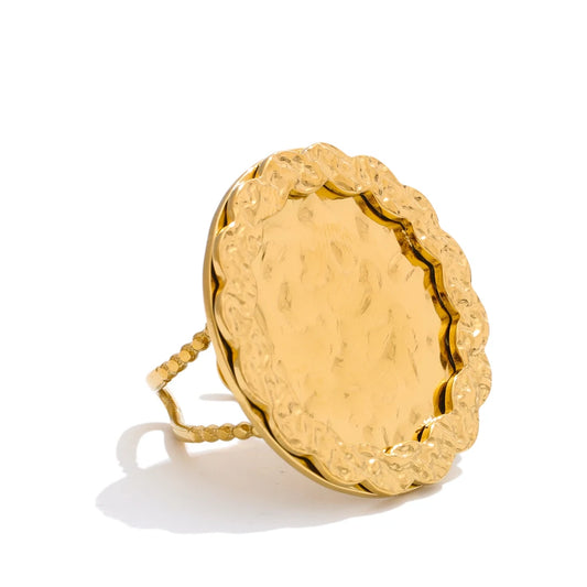 Hammer flower adjustable open fashion ring - product image