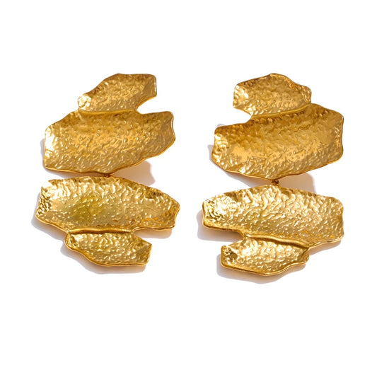 Hammer metal contemporary drop big earrings - product image