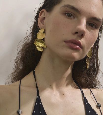 Hammer metal contemporary drop big earrings - product image
